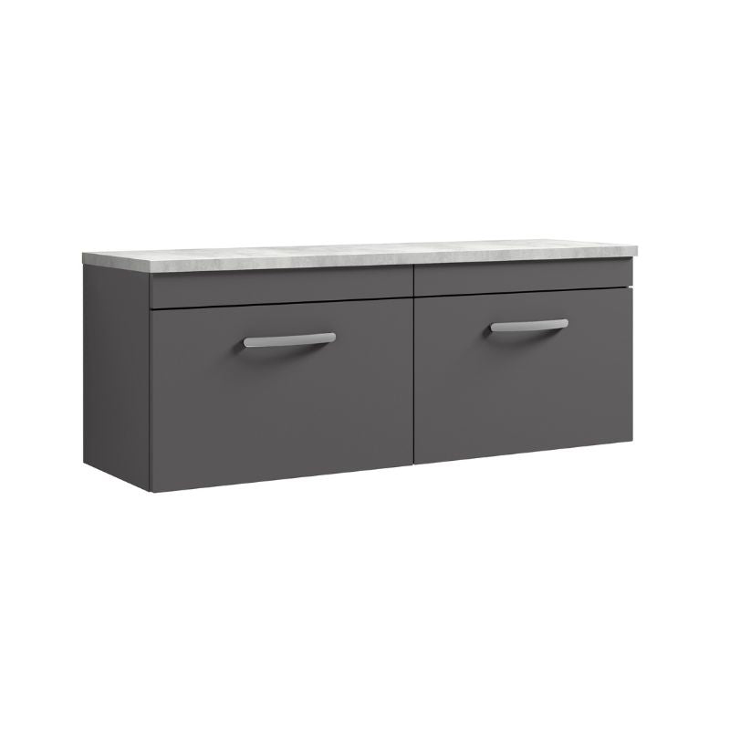 Nuie Athena Wall Hung 2-Drawer Unit & Laminate Worktop (1 size, Gloss Grey) - Brand New Bathrooms