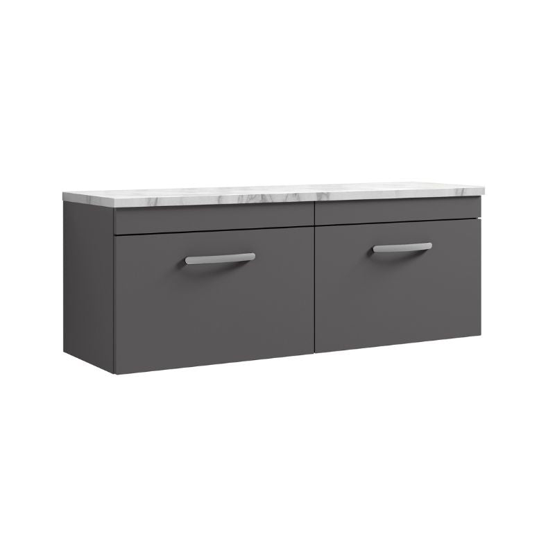 Nuie Athena Wall Hung 2-Drawer Unit & Laminate Worktop (1 size, Gloss Grey) - Brand New Bathrooms