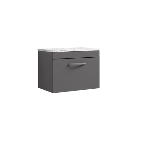Nuie Athena Wall Hung Single Drawer Unit & Laminate Worktop (2 size, Gloss Grey) - Brand New Bathrooms