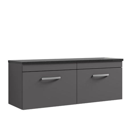 Nuie Athena Wall Hung 2-Drawer Unit & Laminate Worktop (1 size, Gloss Grey) - Brand New Bathrooms