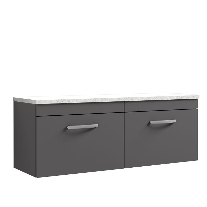 Nuie Athena Wall Hung 2-Drawer Unit & Laminate Worktop (1 size, Gloss Grey) - Brand New Bathrooms