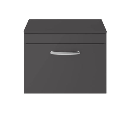 Nuie Athena Wall Hung Single Drawer Vanity With Worktop (2 size, Gloss Grey) - Brand New Bathrooms