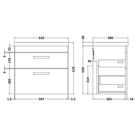 Nuie Athena Wall Hung Mirror Unit (75/25) (1 size, Gloss Grey) - Brand New Bathrooms
