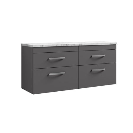 Nuie Athena Wall Hung 4-Drawer Unit & Laminate Worktop (1 size, Gloss Grey) - Brand New Bathrooms