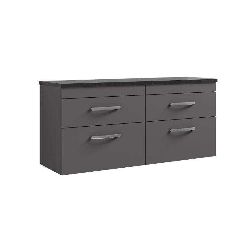 Nuie Athena Wall Hung 4-Drawer Unit & Laminate Worktop (1 size, Gloss Grey) - Brand New Bathrooms