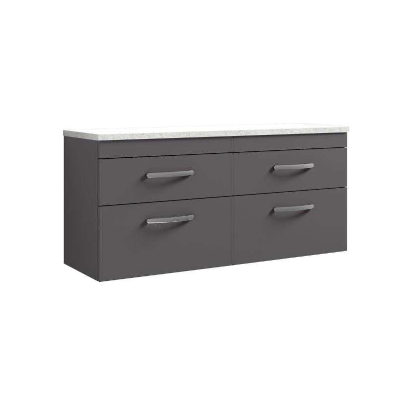 Nuie Athena Wall Hung 4-Drawer Unit & Laminate Worktop (1 size, Gloss Grey) - Brand New Bathrooms