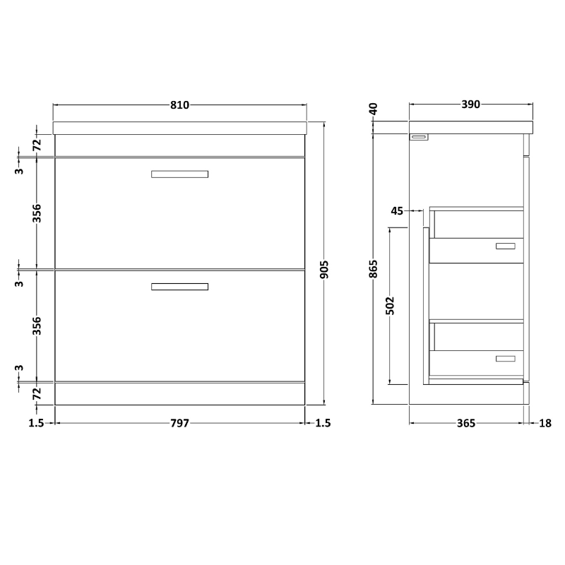 Nuie Athena 800mm Floor Standing 2 Drawer Vanity With Mid-Edge 1 Tap Hole Basin (1 size, Gloss Grey) - Brand New Bathrooms