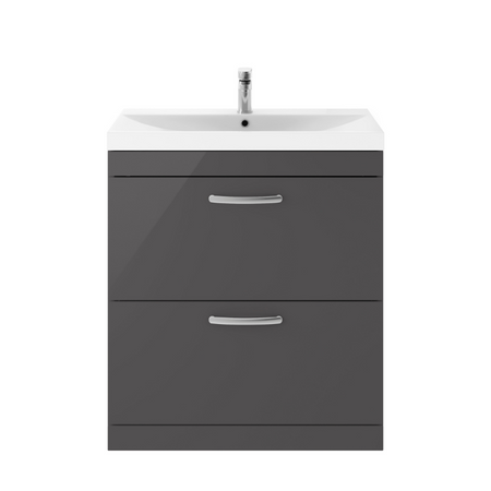Nuie Athena 800mm Floor Standing 2 Drawer Vanity With Thin-Edge 1 Tap Hole Basin 3 (1 size, Gloss Grey) - Brand New Bathrooms