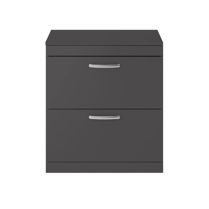 Nuie Athena Floor Standing 2 Drawer Vanity With Worktop (1 size, Gloss Grey) - Brand New Bathrooms