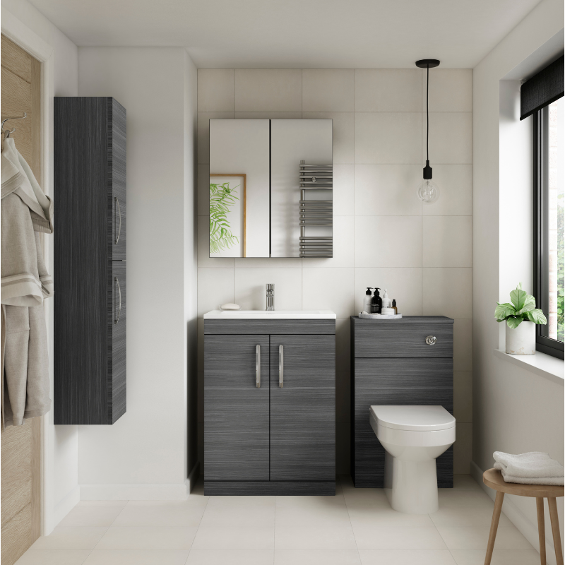 Nuie Athena 600mm Floor Standing 2 Door Vanity With Thin-Edge 1 Tap Hole Basin (1 size, 3 colours) - Brand New Bathrooms