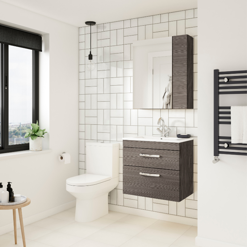 Nuie Athena 800mm Wall Hung 2 Drawer Vanity With Mid-Edge 1 Tap Hole Basin (1 size, 3 colours) - Brand New Bathrooms