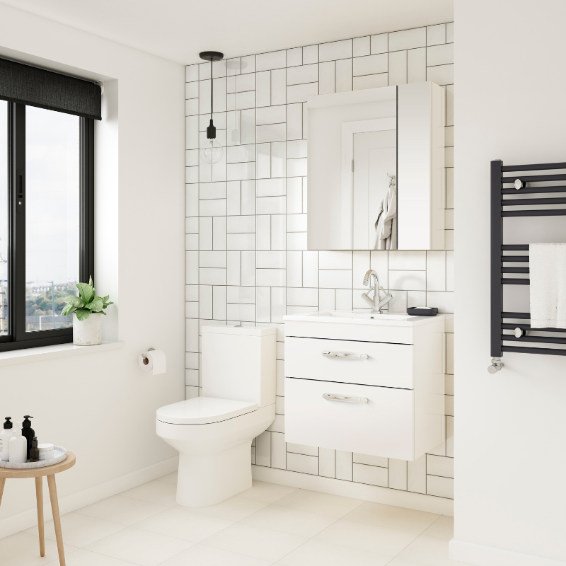 Nuie Athena 800mm Wall Hung 2 Drawer Vanity With Thin-Edge 1 Tap Hole Basin (1 size, 3 colours) - Brand New Bathrooms