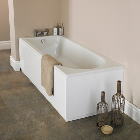 Nuie Barmby Eternalite Round Single Ended Straight Shower Bath (3 sizes, White) - Brand New Bathrooms