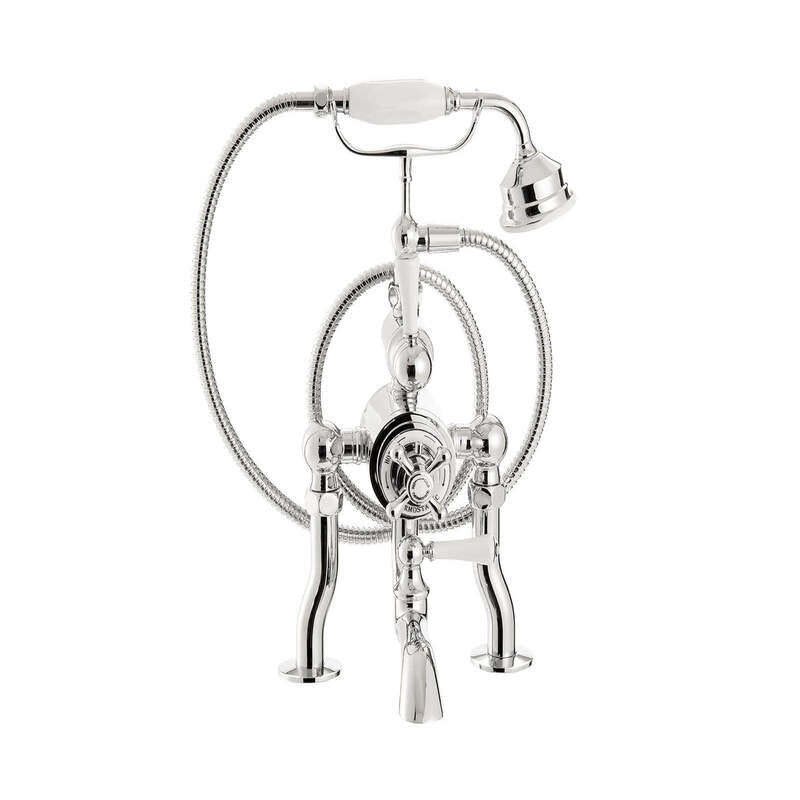 Arroll Chrome Bath Shower Mixer Taps with Ceramic Lever Handles + Shower Kit (1 size, Chrome) - Brand New Bathrooms