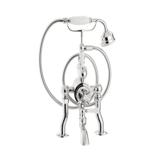 Arroll Chrome Bath Shower Mixer Taps with Ceramic Lever Handles + Shower Kit (1 size, Chrome) - Brand New Bathrooms