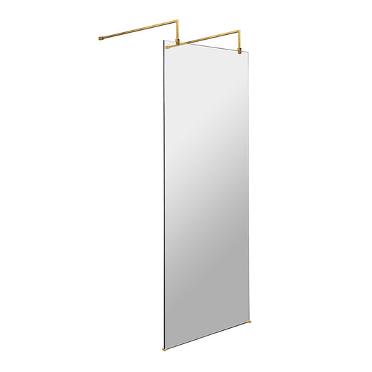 Nuie Wetroom Screen With Arms and Feet (Brushed Brass, 3 sizes) - Brandnew Bathroom