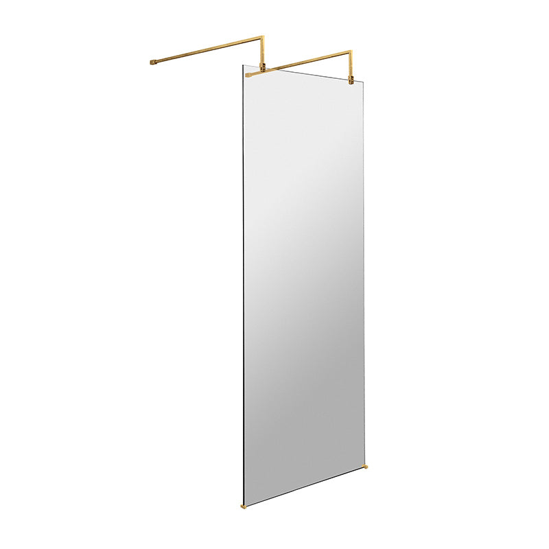 Nuie Wetroom Screen With Arms and Feet (Brushed Brass, 3 sizes) - Brandnew Bathroom
