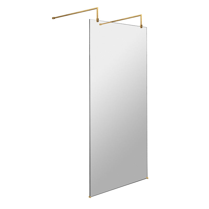 Nuie Wetroom Screen With Arms and Feet (Brushed Brass, 3 sizes) - Brandnew Bathroom