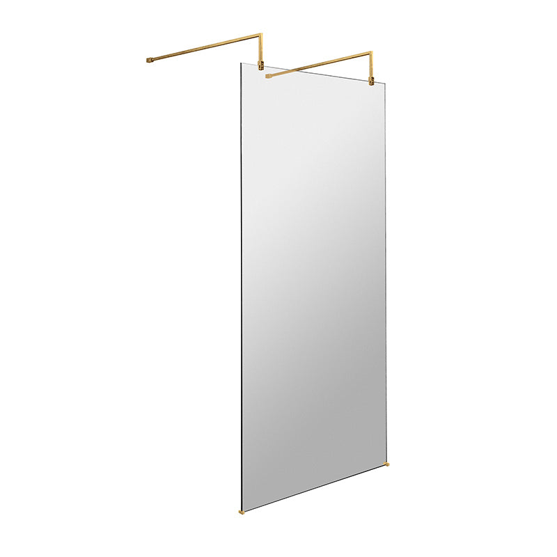 Nuie Wetroom Screen With Arms and Feet (Brushed Brass, 4 sizes) - Brandnew Bathroom