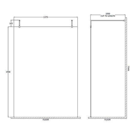 Nuie Wetroom Screen With Arms and Feet (Brushed Brass, 4 sizes) - Brandnew Bathroom