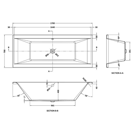 Nuie Asselby Eternalite Square Double Ended Straight Shower Bath (3 sizes, White) - Brand New Bathrooms