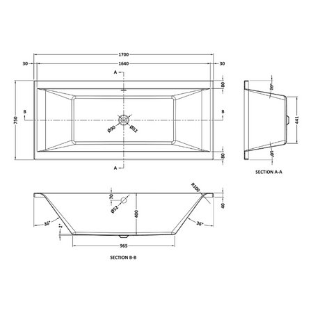 Nuie Asselby Eternalite Square Double Ended Straight Shower Bath (3 sizes, White) - Brand New Bathrooms