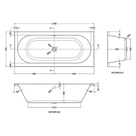 Nuie Otley Eternalite Round Double Ended Straight Shower Bath (2 sizes, White) - Brand New Bathrooms