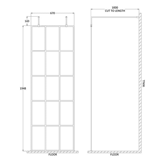 Nuie Frame Screen with Arms and Feet (Matt Black, 4 sizes) - Brandnew Bathroom