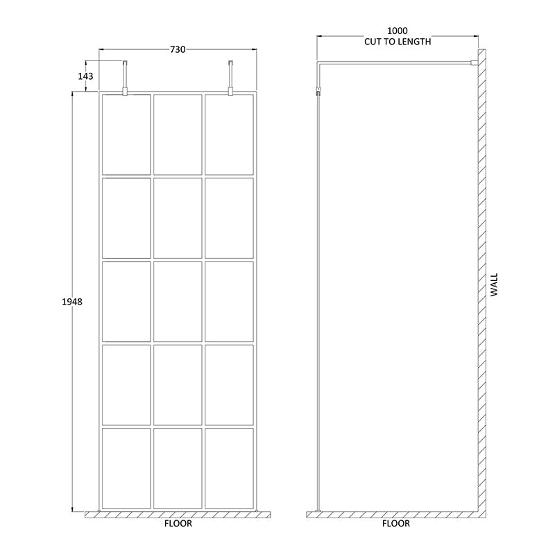 Nuie Frame Screen with Arms and Feet (Matt Black, 4 sizes) - Brandnew Bathroom