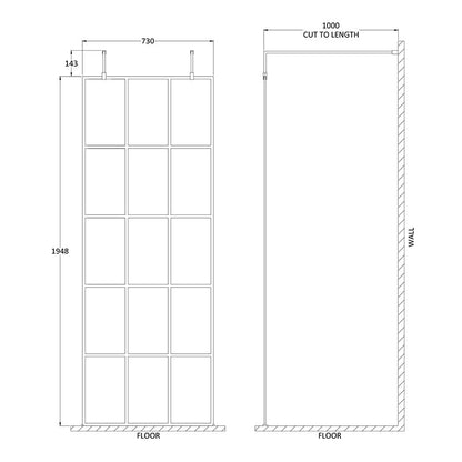 Nuie Frame Screen with Arms and Feet (Matt Black, 4 sizes) - Brandnew Bathroom