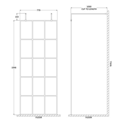 Nuie Frame Screen with Arms and Feet (Matt Black, 4 sizes) - Brandnew Bathroom