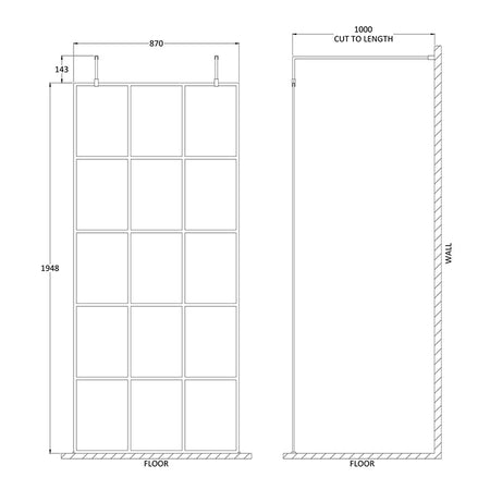 Nuie Frame Screen with Arms and Feet (Matt Black, 4 sizes) - Brandnew Bathroom