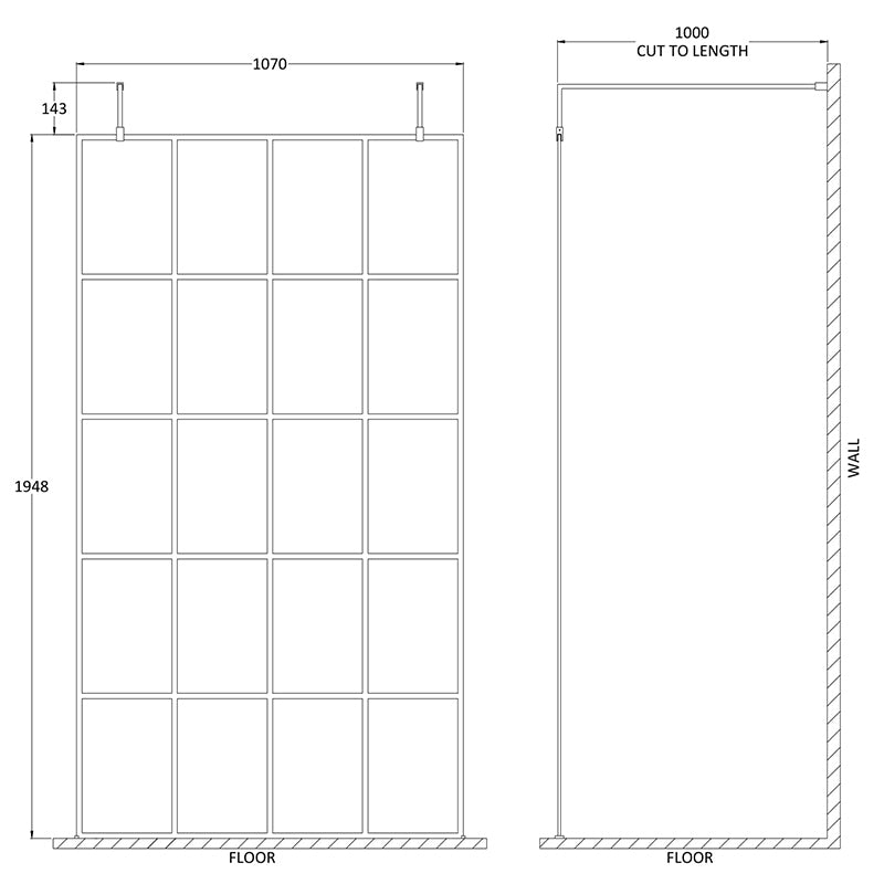 Nuie Frame Screen with Arms and Feet (Matt Black, 4 sizes) - Brandnew Bathroom