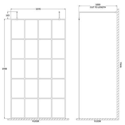 Nuie Frame Screen with Arms and Feet (Matt Black, 4 sizes) - Brandnew Bathroom