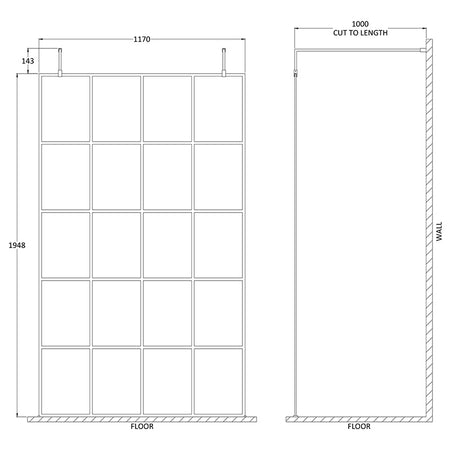 Nuie Frame Screen with Arms and Feet (Matt Black, 4 sizes) - Brandnew Bathroom