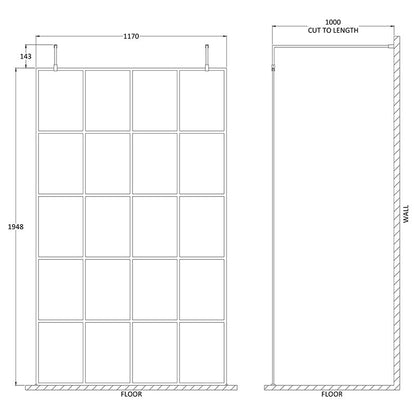Nuie Frame Screen with Arms and Feet (Matt Black, 4 sizes) - Brandnew Bathroom
