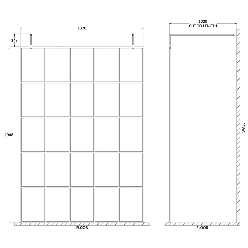 Nuie Frame Screen with Arms and Feet (Matt Black, 4 sizes) - Brandnew Bathroom