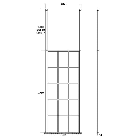 Nuie Frame Screen With Ceiling Posts (Matt Black, 4 sizes) - Brandnew Bathroom