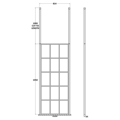Nuie Frame Screen With Ceiling Posts (Matt Black, 4 sizes) - Brandnew Bathroom