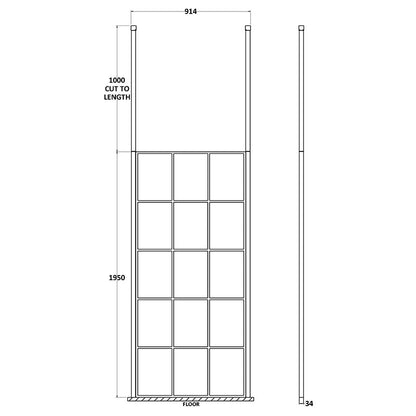 Nuie Frame Screen With Ceiling Posts (Matt Black, 4 sizes) - Brandnew Bathroom