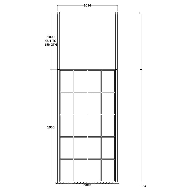 Nuie Frame Screen With Ceiling Posts (Matt Black, 4 sizes) - Brandnew Bathroom