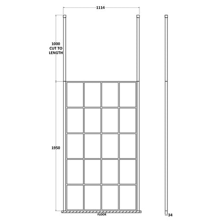 Nuie Frame Screen With Ceiling Posts (Matt Black, 4 sizes) - Brandnew Bathroom