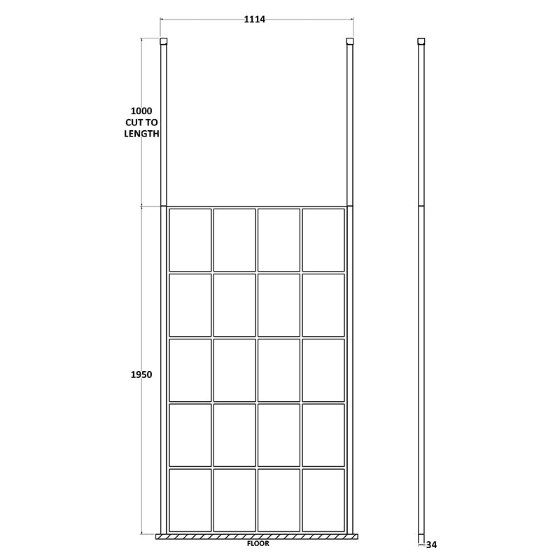 Nuie Frame Screen With Ceiling Posts (Matt Black, 4 sizes) - Brandnew Bathroom