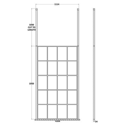 Nuie Frame Screen With Ceiling Posts (Matt Black, 4 sizes) - Brandnew Bathroom