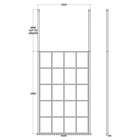 Nuie Frame Screen With Ceiling Posts (Matt Black, 4 sizes) - Brandnew Bathroom