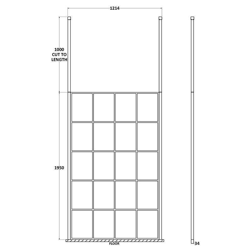 Nuie Frame Screen With Ceiling Posts (Matt Black, 4 sizes) - Brandnew Bathroom