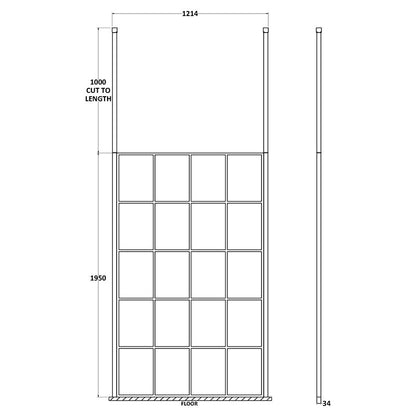 Nuie Frame Screen With Ceiling Posts (Matt Black, 4 sizes) - Brandnew Bathroom