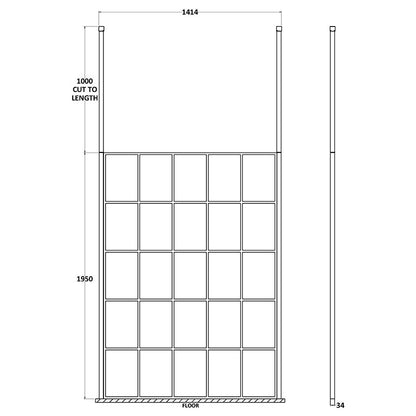 Nuie Frame Screen With Ceiling Posts (Matt Black, 4 sizes) - Brandnew Bathroom