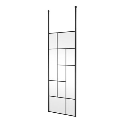 Nuie Abstract Frame Wetroom Screen with Ceiling Posts (Matt Black, 4 sizes) - Brandnew Bathroom