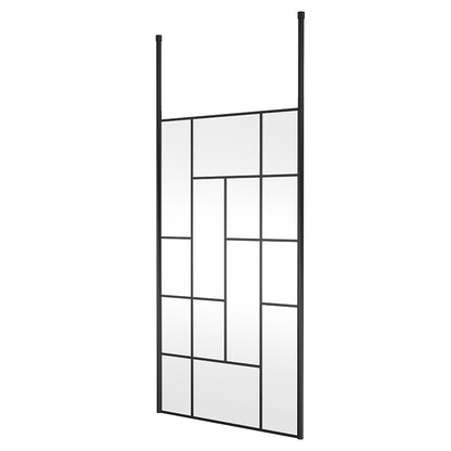 Nuie Abstract Frame Wetroom Screen with Ceiling Posts (Matt Black, 4 sizes) - Brandnew Bathroom